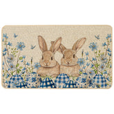Baccessor Easter doormat with blue eggs and floral pattern for indoor or outdoor welcome.