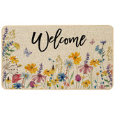 The Baccessor Floral Flowers Welcome Doormat at the front entrance with inviting bloom design.