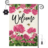 Baccessor geranium welcome flag front view with double-sided print