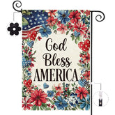 Baccessor God Bless America floral garden flag, double sided for outdoor display from all angles