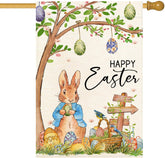 Baccessor Happy Easter Eggs flag front view with welcoming double-sided print for yards