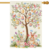 Baccessor Happy Easter house flag in burlap, double-sided for outdoor decor