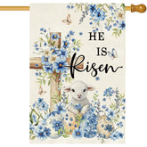 Baccessor He Is Risen Easter flag front view with double-sided print for outdoor display