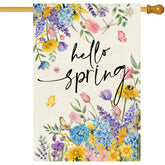 Baccessor Hello Spring tulip flag on burlap for porch decor