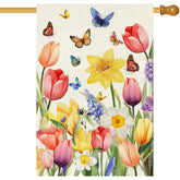 Baccessor Spring Tulip House Flag on porch, tulip design for inviting decor