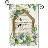 Baccessor Spring Garden Flag with eucalyptus, double-sided for vivid curb appeal.