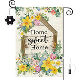 Baccessor Spring Garden Flag with welcome sign boosts curb appeal outdoors