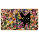 Baccessor spring-summer doormat outdoor, black cat flowers—durable welcome mat for entryways.