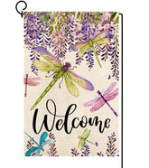 Baccessor flag featuring wisteria and dragonfly for outdoor garden decor.
