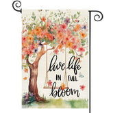 Baccessor Spring Summer garden flag front view, vibrant double-sided welcome sign for yards