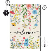 Baccessor Spring Welcome Floral Flag front view with double-sided print for high visibility