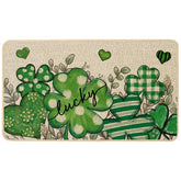 Baccessor St. Patrick's Day doormat features a green shamrock for a festive entryway.