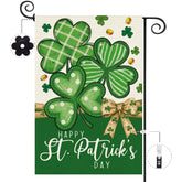 Baccessor St Patrick's Day garden flag with shamrocks enhances curb appeal