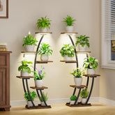 BACEKOLL half-moon plant stand with grow light supporting healthy indoor greens
