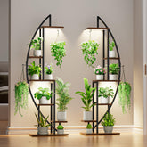 BACEKOLL plant stand with dual-head lights for indoor growth across tiers.