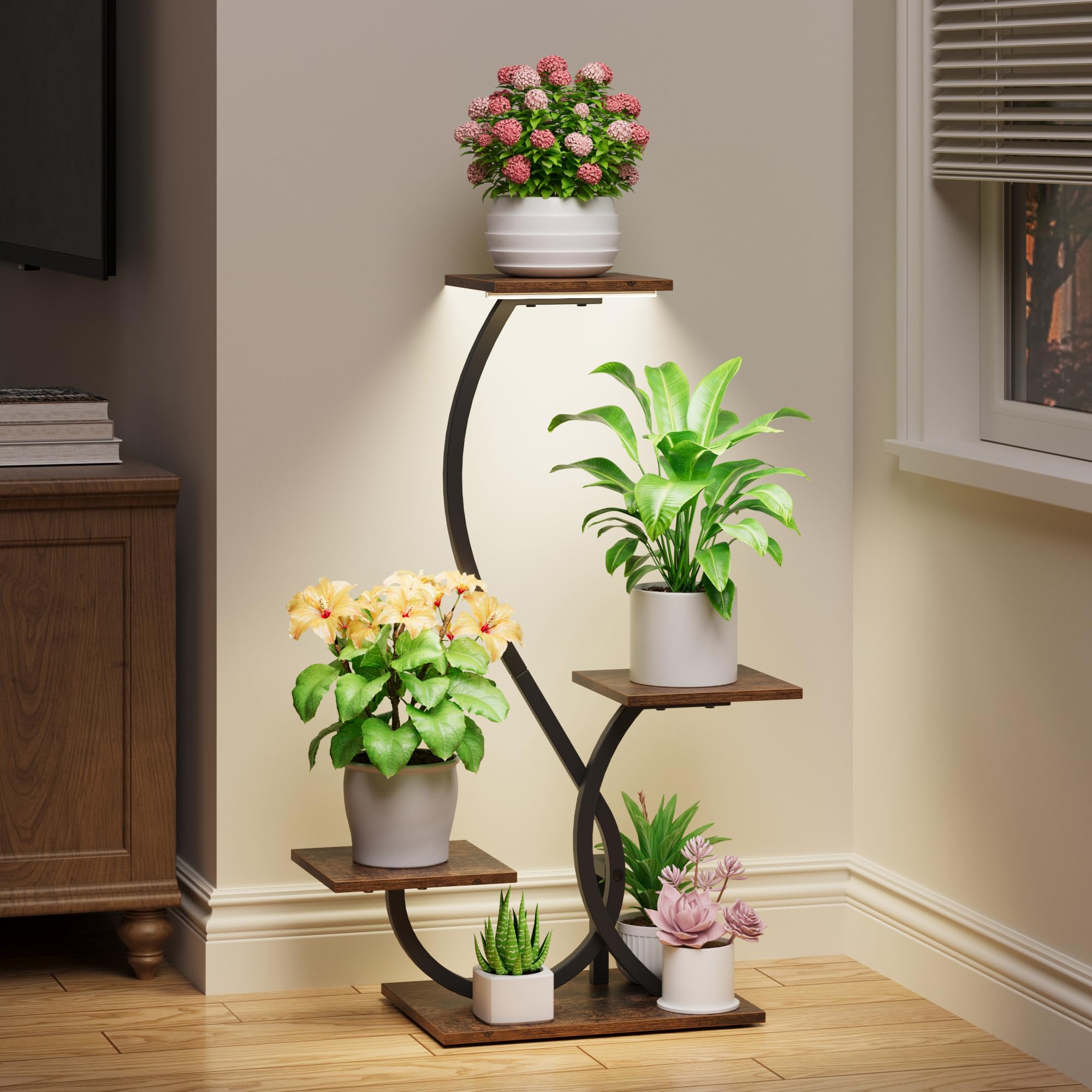 BACEKOLL s-shaped plant stand with grow lights for thriving indoor greenery
