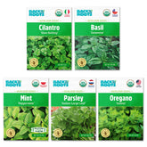 Back to the Roots Organic Herb Seeds Variety 5-Pack packaging shows ready-to-grow packets for beginners.