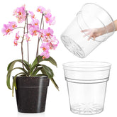 Baderke 3-pack clear orchid pot top view highlights easy root monitoring.