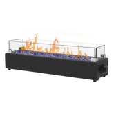 BAIDE HOME 28-inch tabletop fire pit on a table creating warm ambiance for gatherings.