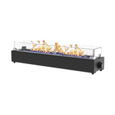BAIDE HOME 36-inch tabletop fire pit on a patio table, creating cozy ambiance.