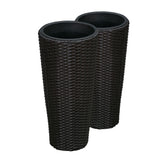 Balkene Home Noah round wicker planter with tall silhouette for outdoor decor