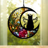 BamLue cat memorial suncatcher catching sunlight to create warm colors in your window