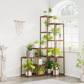 Bamworld 55inch tall plant stand in corner showing space-saving multi-pot display