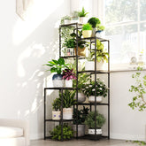 Bamworld black plant stand, 54.7 inch tall, shown in full height for vertical gardening.