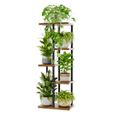 Bamworld corner plant stand 5-tier in brown saves space and fits any living room corner.