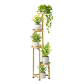 Bamworld corner plant stand tall design fits tight spaces while displaying multiple plants.