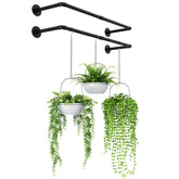 Bamworld hanging planter rod ready for ceiling mounting to save floor space.