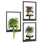 Bamworld hanging planters with picture-frame design brighten walls with lush greenery.