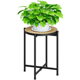 Bamworld tall indoor plant stand used as a corner table for large plants.