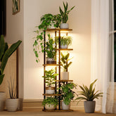 Bamworld plant shelf with grow light displaying compact indoor garden display