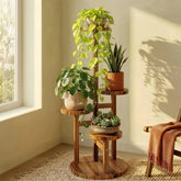 Bamworld four-tier plant stand front view boosts indoor greenery.