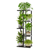 Bamworld 5-tier corner plant stand displays multiple plants to save space.