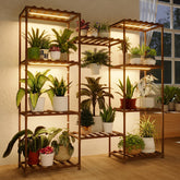 Bamworld plant stand with grow light overview for versatile shelving.