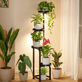 Bamworld plant stand with grow light — space-saving indoor display