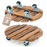 Bamworld plant stand with rolling wheels and a 12-inch base for easy placement.
