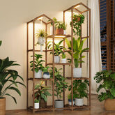 Bamworld plant stand with grow light in a corner setup boosts indoor greenery year-round.