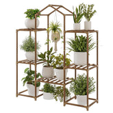 Bamworld roof-shaped indoor plant stand showcases plants in a stylish hanging display.