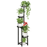Bamworld tall plant stand corner design showcases multiple plants in a tight space