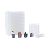 BangQiao 300-pack tiny clear square pots, top view for seed starting visibility.