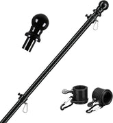 Barcetine 6ft black flag pole on home porch for a tangle-free outdoor display.