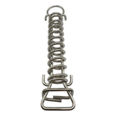 Poolzilla stainless steel springs secure a safety cover against wind and snow