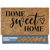 Barnyard Designs doormat outdoors showing Home Sweet Home, boosts curb appeal and warm welcome.