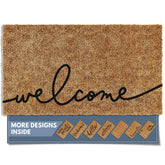 Barnyard Designs doormat with cursive welcome lettering for outdoor entryways