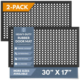 Barnyard Designs heavy-duty rubber door mat with drainage holes keeps entryways dry.