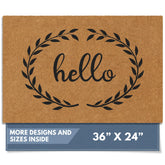 Barnyard Designs Hello Doormat with wreath detail adds welcoming curb appeal.