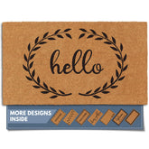 Barnyard Designs Hello Wreath Doormat welcomes guests with durable coir at your entry